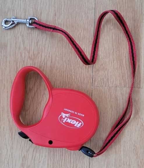 Coleira Retrátil p/ Cães 5m + Coleira de Corpo p/ Gatos – Ótimo Estado