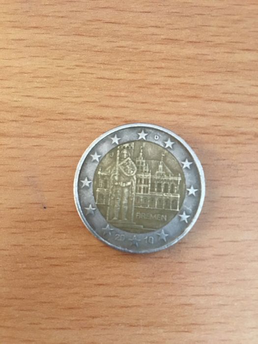 Moeda 2 euros COLEÇÃO RARA COM DEFEITO NA COR