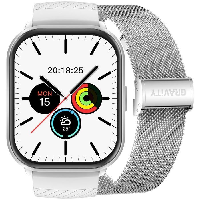 Smartwatch Gravity Srebrny Pasek + Bransoleta GT43-2