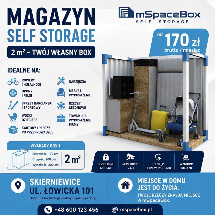 Magazyn Self Storage 2 m² Skierniewice – komórka od 170 zł/mies.