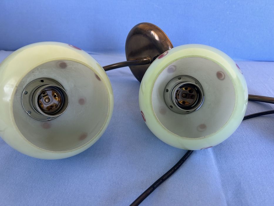 Lampka nocna art deco zielony klosz szklana kula kinkiet kpl. 2 szt.