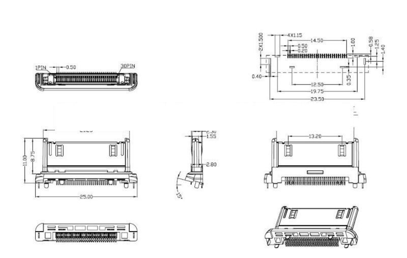 Apple Dock Station Ipod 30pin 15 graus obliquo macho
