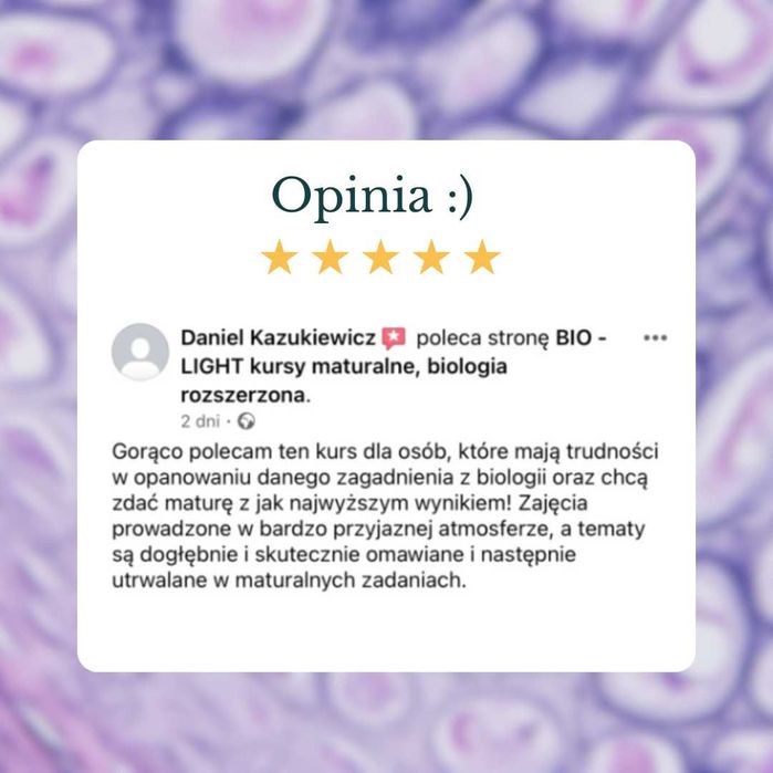 Biologia warsztaty maturalne, korepetycje. Nauczycielka, egzaminator.