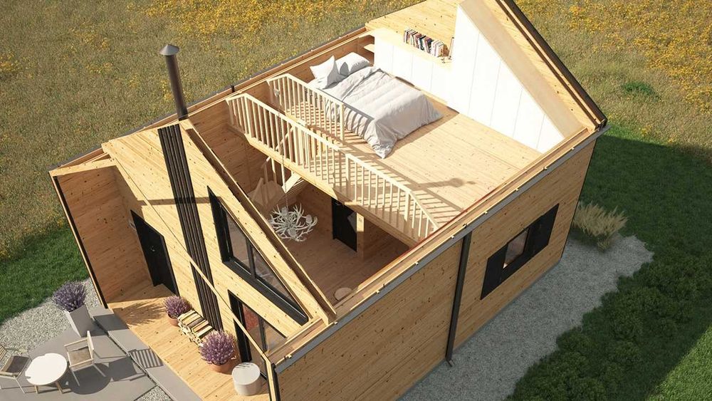 Drewniany domek całoroczny letniskowy 5m/8m 28mm-15mm