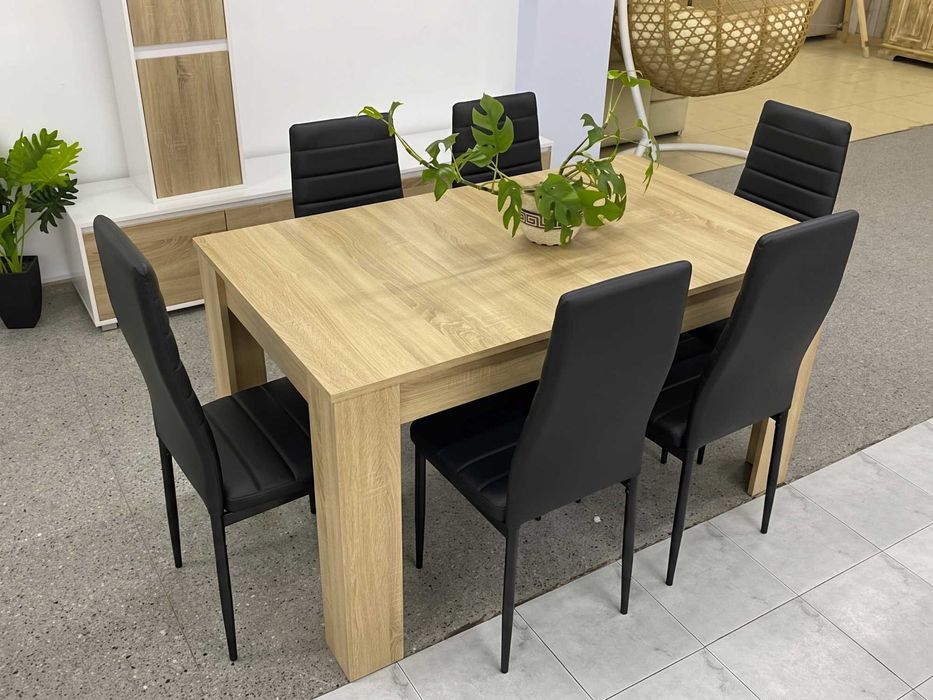 Mesa de jantar extensível com 6 cadeiras NOVO!