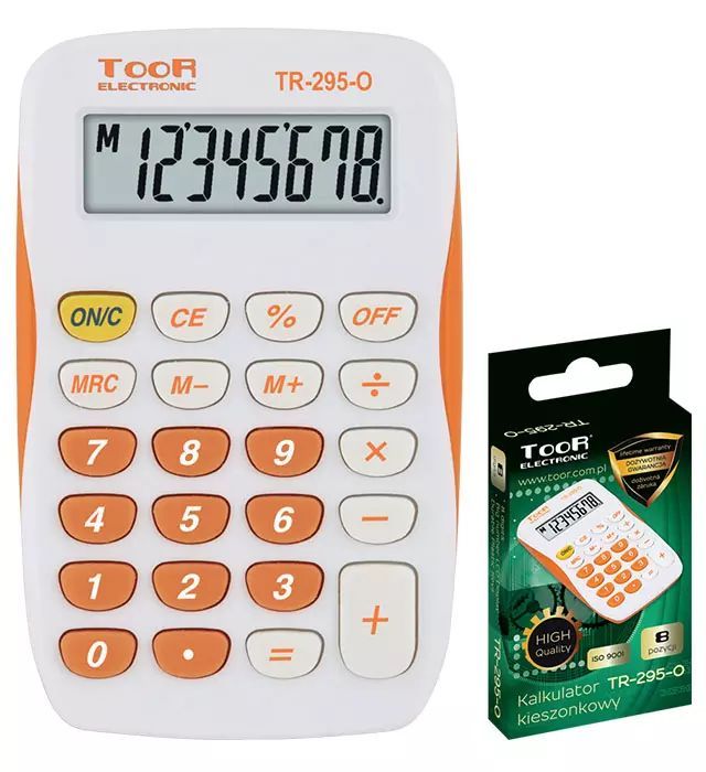 Kalkulator kieszonkowy 8-pozycyjny TR-295-O TOOR. Nowy Produkt