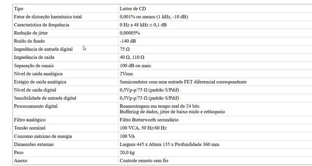 Leitor de CDs Audio Analogue Maestro