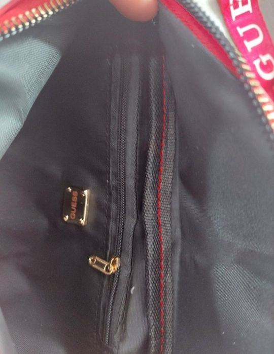 Nowa skórzana nerka saszetka GUESS na ramię lub pas czerwona