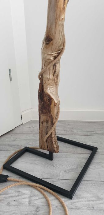 Lampa stojaca, podlogowa, drewniana, handmade, loft