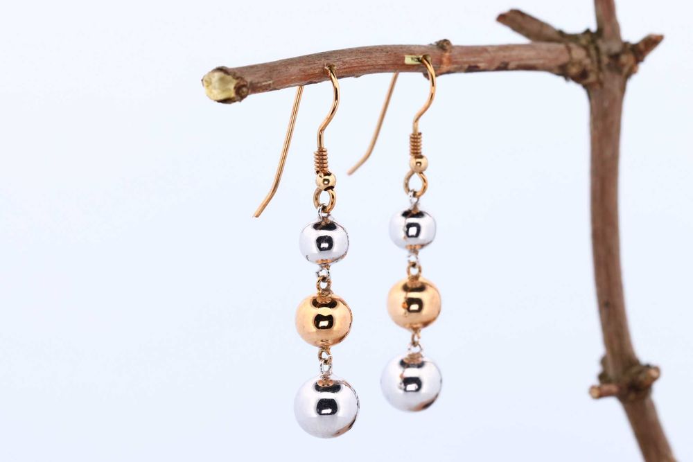 Złote wiszące kolczyki - au 375