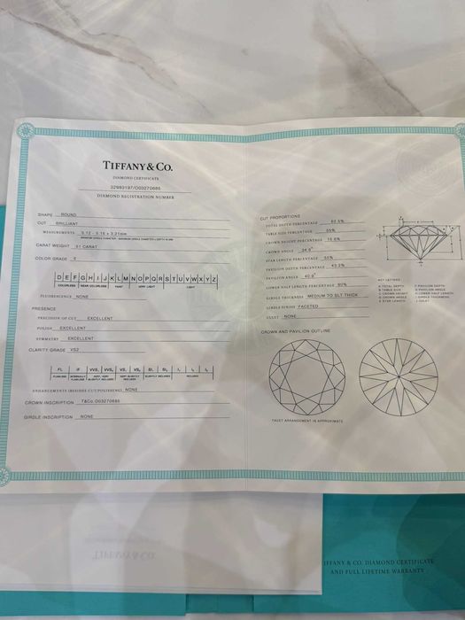 Pierścionek Tiffany & Co. z diamentem naturalnym 0.51 CT