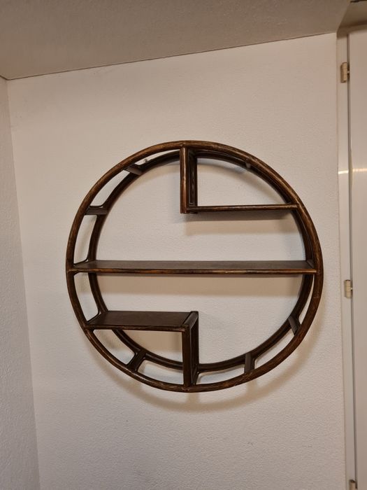 Drewniany zestaw mebli – lustro, półka, telefoniera i stolik ,oriental