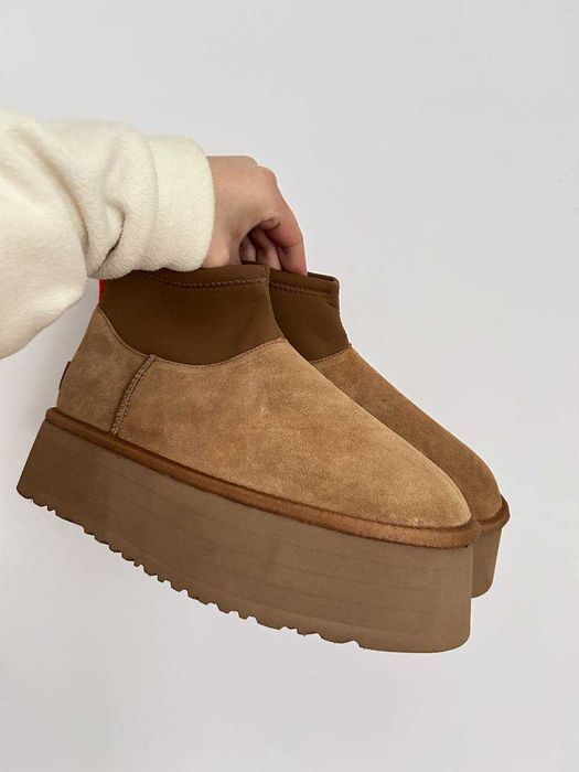 Уггі UGG Classic Mini Dipper Chestnut (luxe) натуральні замша і хутро