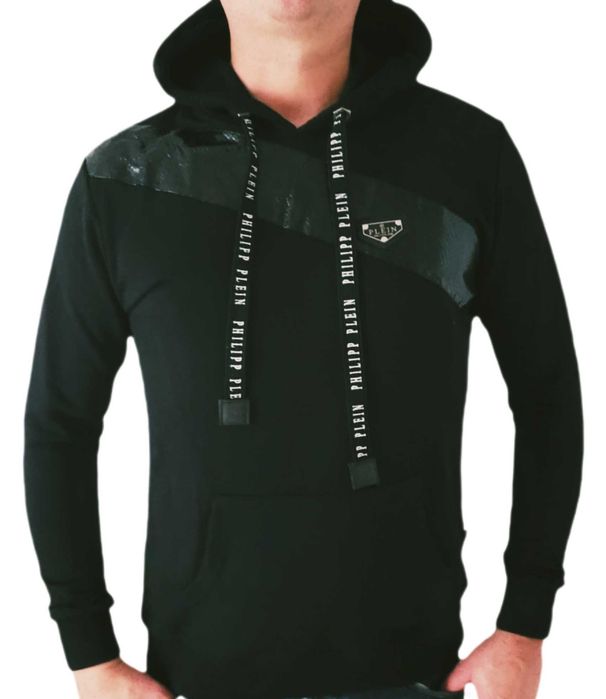 Bluza Philipp Plein z kapturem logo cyrkonie czarna