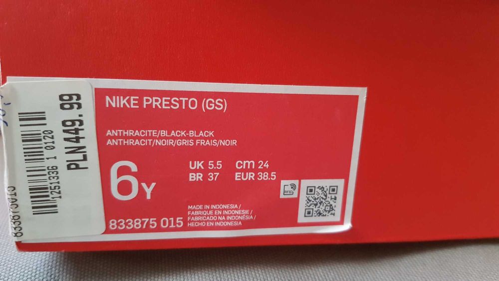 Nike Presto damskie rozm.38.5/ 24cm NOWE bieganie fitness ultra light