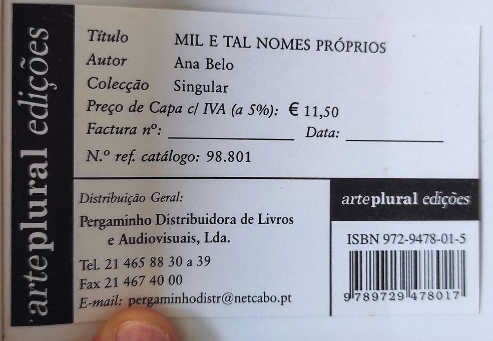 Mil e tal nomes próprios, de Ana Belo