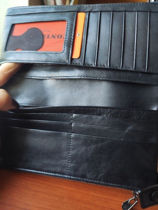 Кожаный женский Кошелек (гаманець) - Шоколад  и Черный