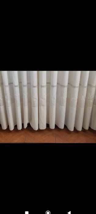 7 Sanefas em madeira com 7cortinas em linho...