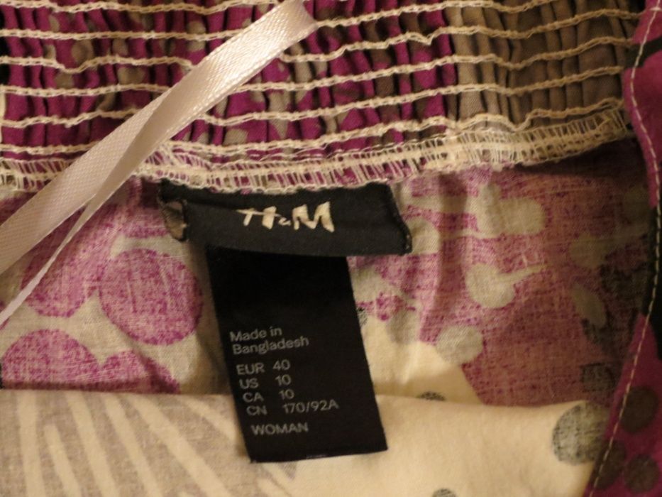 Vestido verão estampado "H&M" c/ alça pescoço - Tam. M