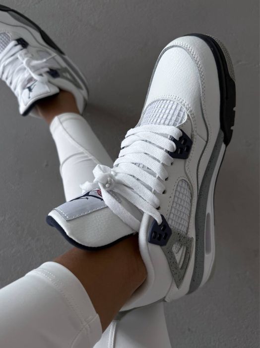 Buty Nike Air Jordan 4 Retro White Grey Blue