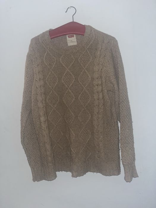 Gruby Sweter Męski Wełniany Beżowy Levi’s r. M Stan BDB
