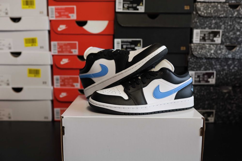 Jordan 1 low Black University Blue White, rozmiar 40,5 - 26 cm