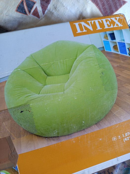 Nowoczesny Fotel Dmuchany Pufa Materac Intex