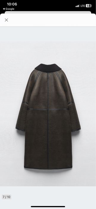 Dwustronny płaszcz kozuch Kożuszek Zara brązowy czekoladowy