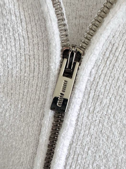 Biała rozpinana bluza damska kardigan sweter premium miu miu S 36