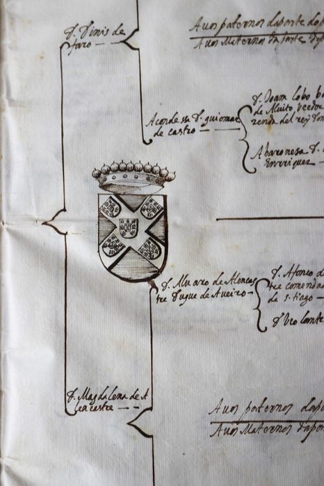 Faros, Condes de Faro 1628 árvore genealógica manuscrita rara