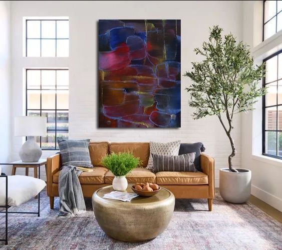 Абстрактна картина " Прозорі глибини" 90х75см в наявності