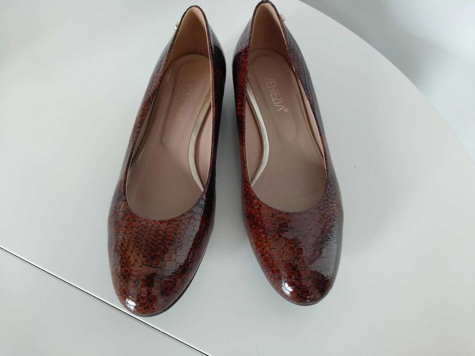 Buty damskie ze skóry, brązowe, Venezia