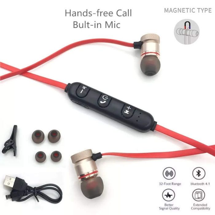 Auriculares - Fones Bluetooh stéreo magnéticos à prova de suor - Novo