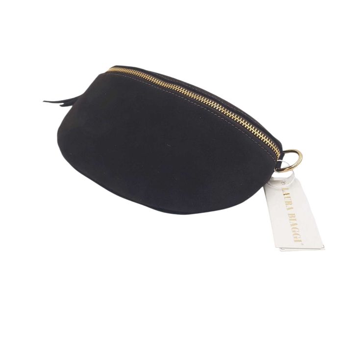 Torebka nerka saszetka brąz czekolada  LAURA BIAGGI skóra zamsz