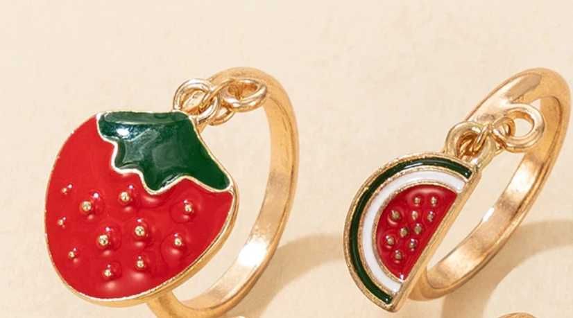 ребенку девочке детское кольцо колечко клубника арбуз НАБОР-2ШТ