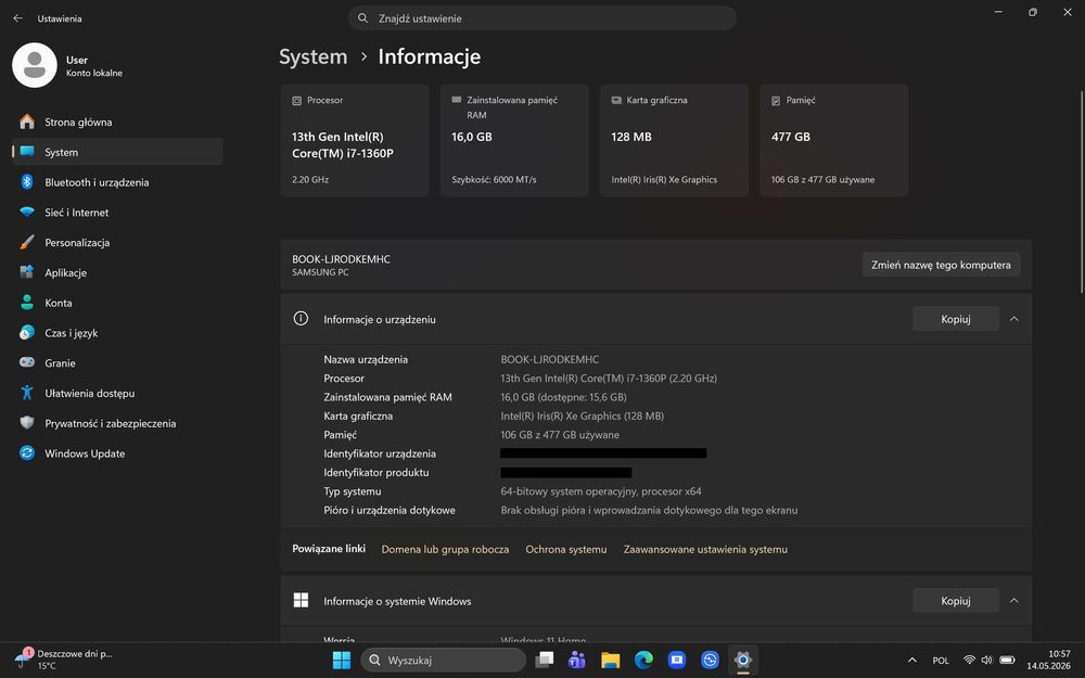 Samsung Galaxy Book3 Pro 14" / i7-1360P / 16GB / 512GB / AMOLED