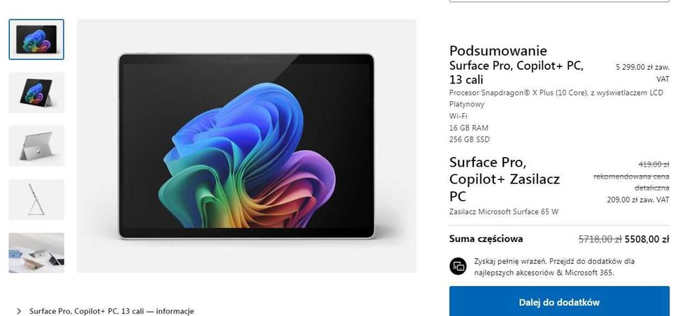 NOWY Microsoft Surface Pro 11 gen. 13"/16GB/256GB/W11 z ładowarką
