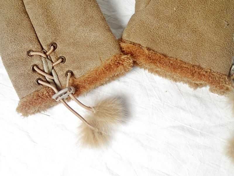 Rękawiczki bez palców zamszowe z futerkiem uniwersalne