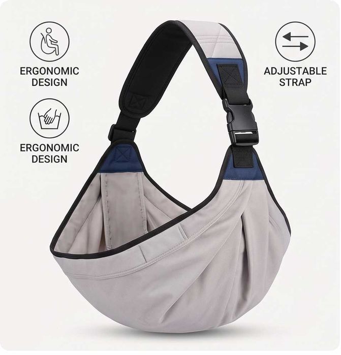 Ergonomiczne nosidełko / chusta na jedno ramię – oddychająca siatka (Grey/Blue)
