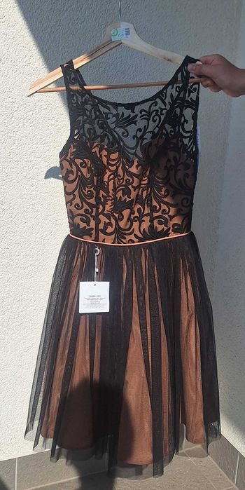 Sukienka czarno-beżowa 34 XS Boriva butik Lalala nowa