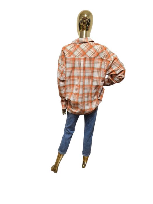 Koszula damska oversize FREYA pomarańczowa w kratę Deppot rozmiar M