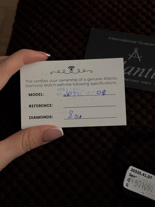 Швейцарские часы Atlantic Diamonds (8 бриллиантов) документы, гарантия