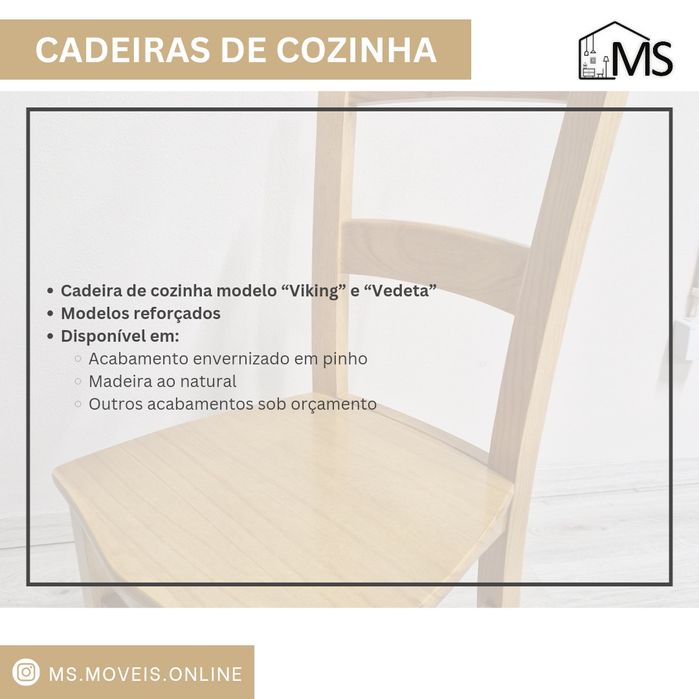 Cadeiras em pinho para cozinha - NOVAS desde 40€