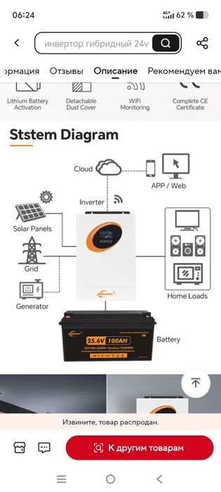 JSDSOLAR  4кВт, 24в гибридный инвертор.