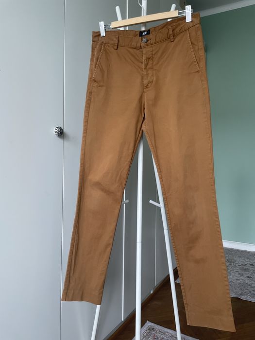 H&M spodnie męskie 46 32R brązowe chinosy bawełniane