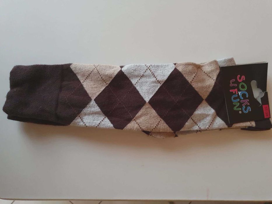 3 Pary Podkolanówki damskie romby jeździeckie czesana bawełna r.39/42