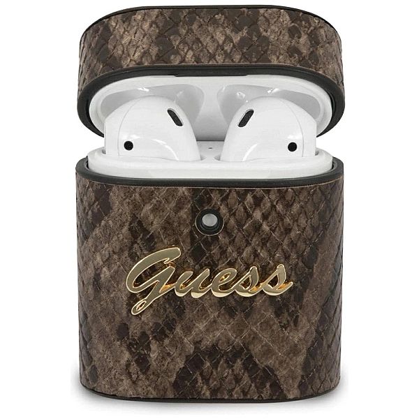Guess GUACA2PUSNSMLBR AirPods 1/2 cover brązowy/brown Python Collectio