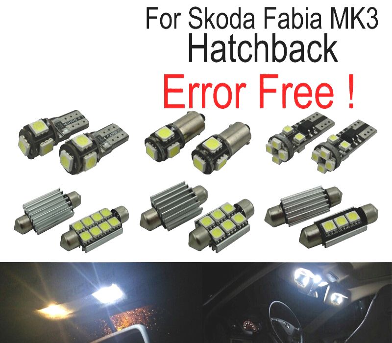 KIT COMPLETO 11 LAMPADAS LED INTERIOR PARA SKODA FABIA 3 MK3 MK III HATCHBACK 15-