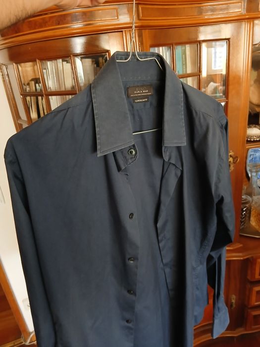 Camisa Azul Escura da Zara Superslimfit