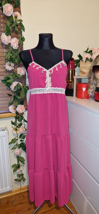 Sukienka boho fuksja